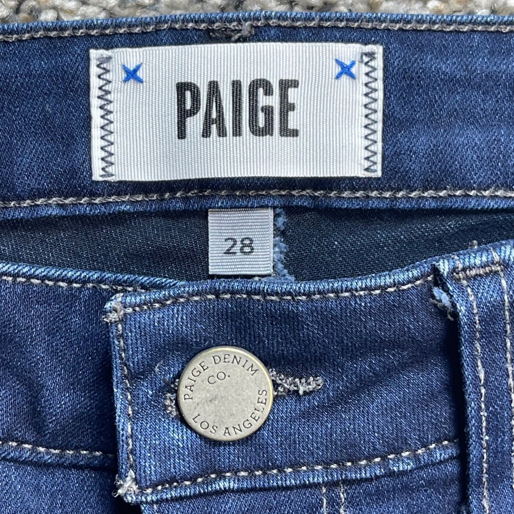 PAIGE Dark Wash High Rise Wide Leg Jeans Size 28 - Picture 4 of 10